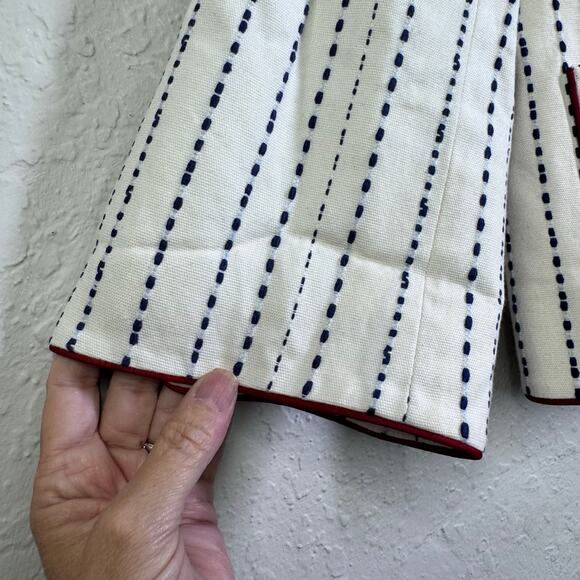 TALBOTS Blazer 16 Piped Textured Jacket Cream W/Black Dash Line Pattern 3 Button - Picture 5 of 15